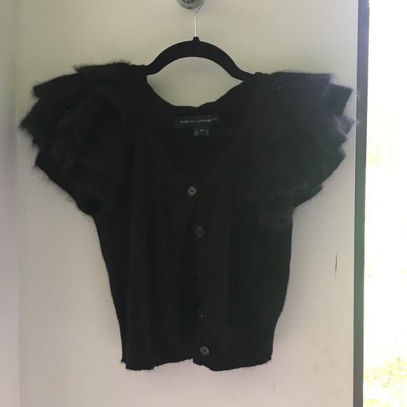 French Connection Black Frilled Sleeve Cardigan - Picture 3 of 6